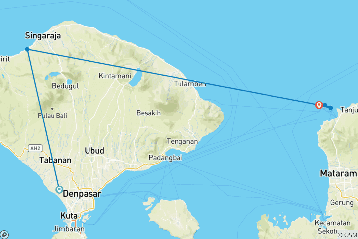 Carte du circuit Introduction à Bali - 9 jours