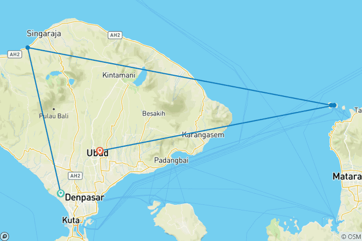 Map of Bali Intro 12 Day