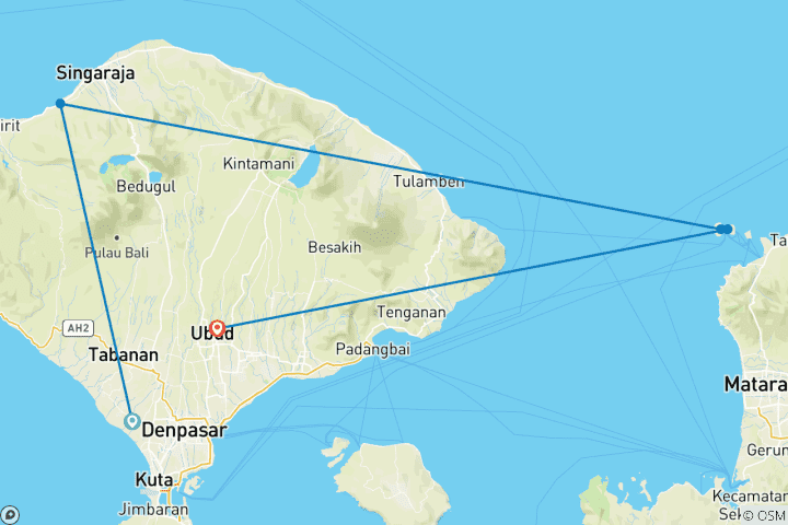 Map of Bali Intro 12 Day