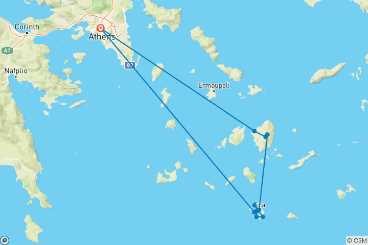 Mapa de Aventura multiactividad en las islas Cícladas