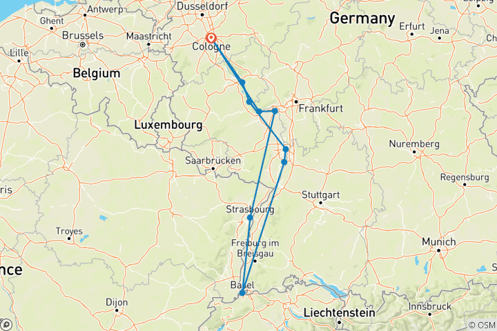 Carte du circuit Croisière de la Saint-Sylvestre sur le Rhin - AMADEUS Star (Cologne - Cologne) (10 destinations)