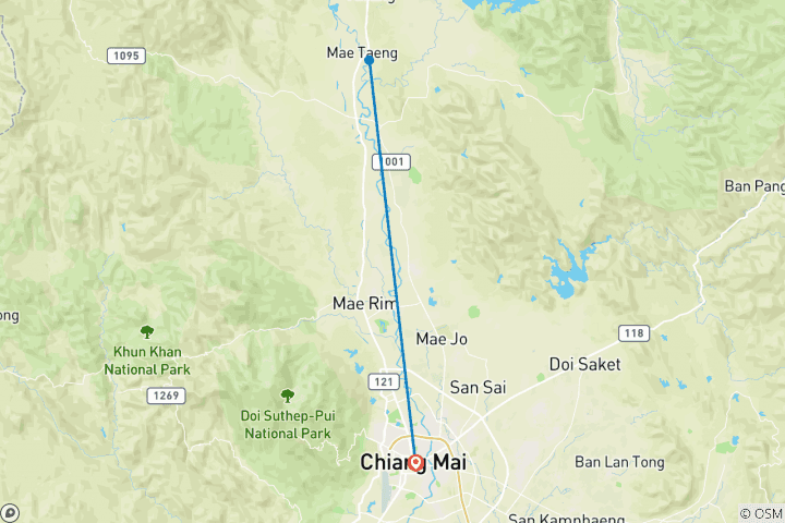 Carte du circuit Chiang Mai actif 4J/3N