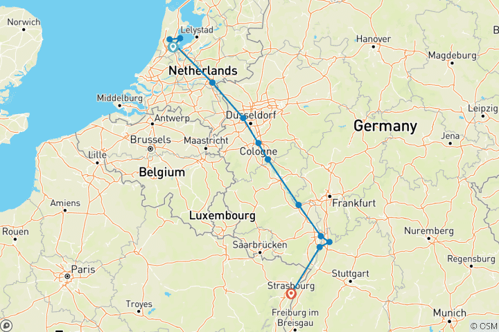 Map of Holland and the Romantic Rhine Valley