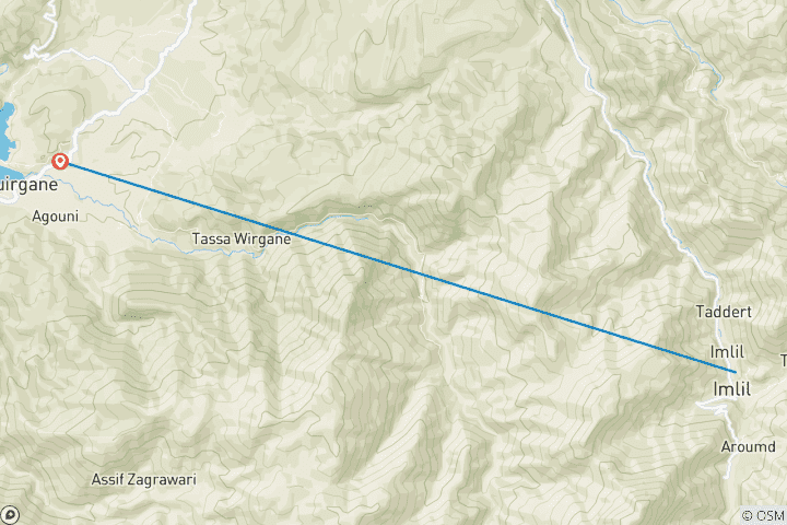 Karte von Privat geführte Rundreise von Imlul nach Ouirange 2 Tage