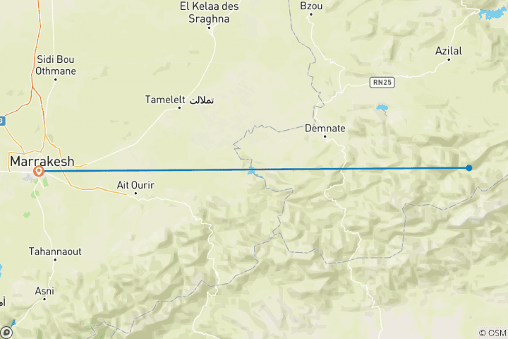 Carte du circuit Trek du Mgoun Maroc