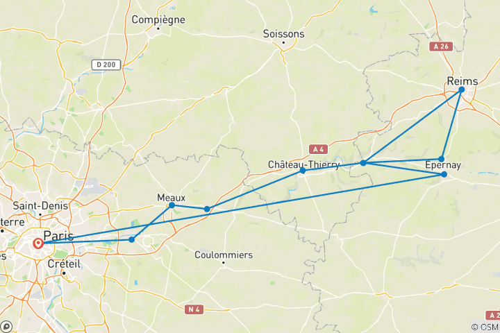 Mapa de Francia en su máximo esplendor de París a la Champaña (crucero puerto a puerto)