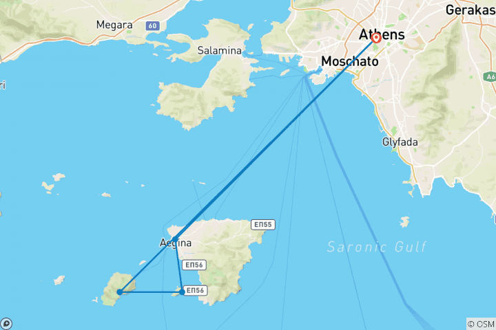 Map of 3 Day Sailing Adventure to the Saronic islands!