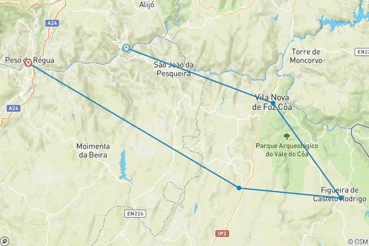 Carte du circuit Visite de la vallée du Douro à vélo