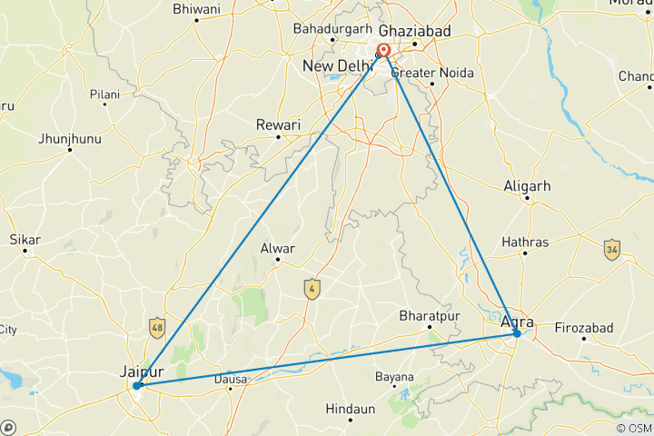 Mapa de Celebración del Diwali con el Viaje al Triángulo de Oro - Salida Fija (17 Oct - 24 Oct 2025)