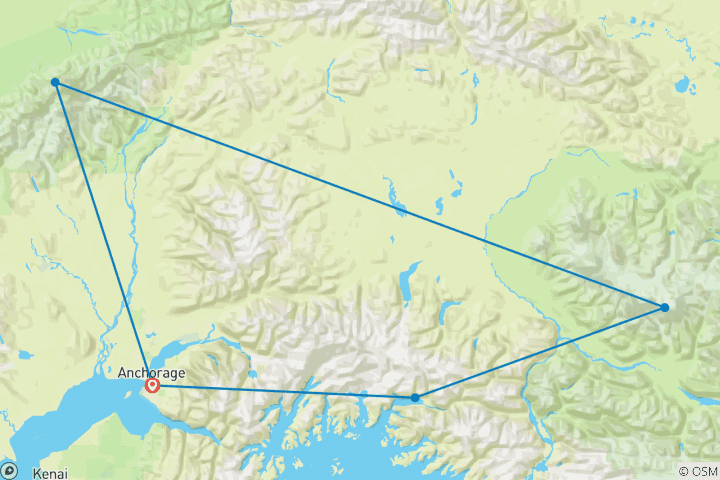 Carte du circuit Aventure de camping en Alaska