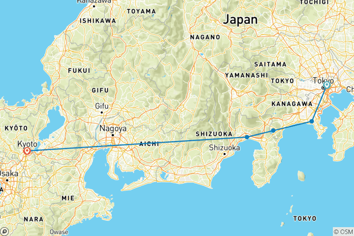 Carte du circuit Le meilleur du Japon - 8 jours