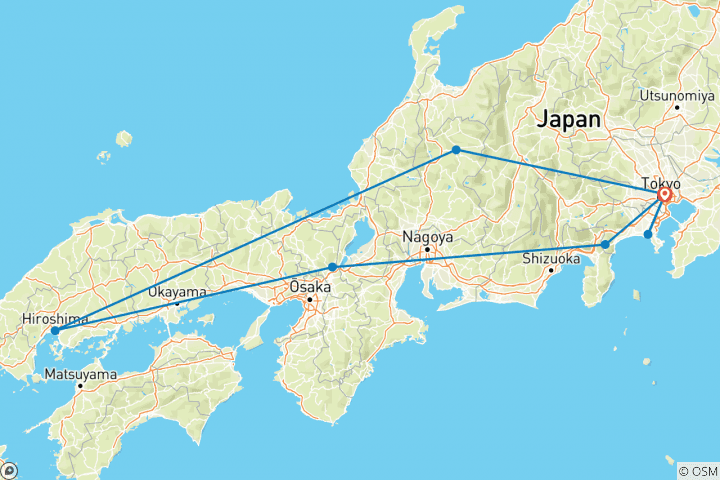 Carte du circuit De Tokyo à Takayama - 13 jours