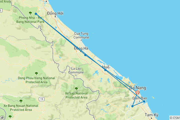 Carte du circuit Voyage épique de 7 jours au centre du Vietnam