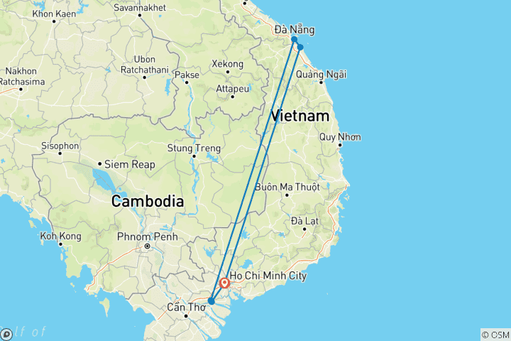 Carte du circuit Les points forts du Vietnam : 7 jours du sud au centre du pays