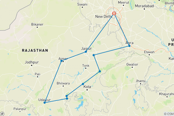 Map of Cycle Rajasthan