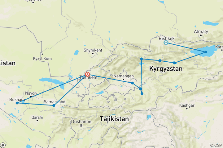 Map of Central Asia Explorer (12 destinations)