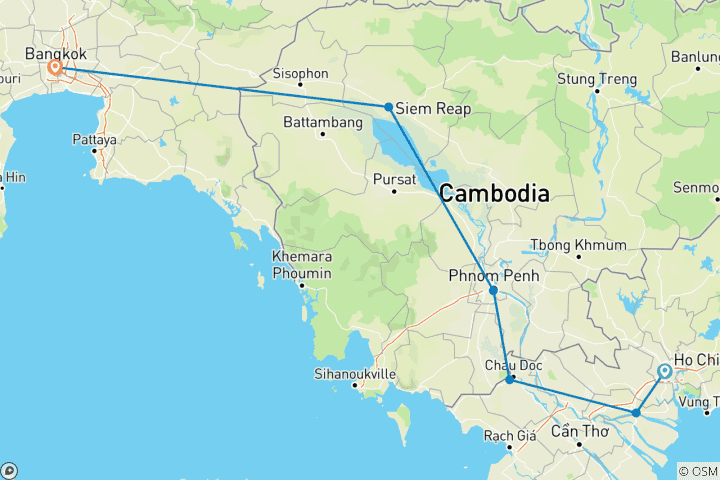 Map of Cycle Vietnam, Cambodia & Thailand