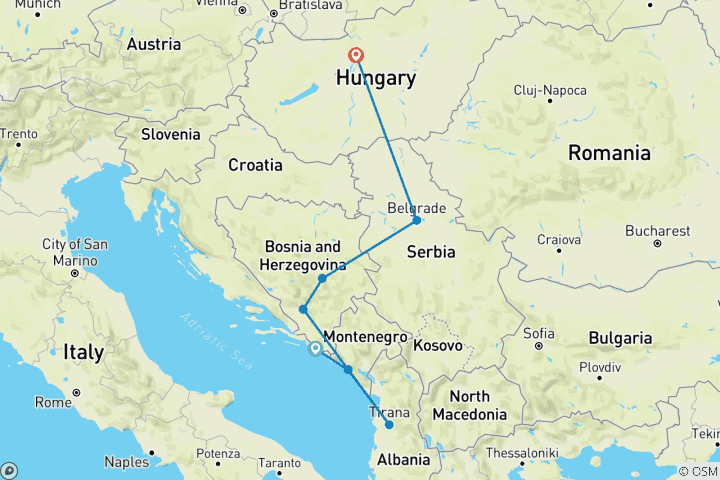 Map of Balkans Discovery (8 Days)