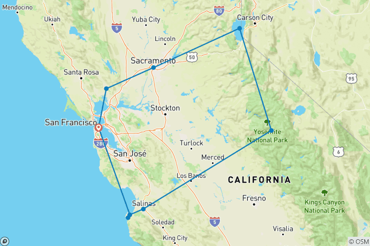 Map of Northern California (8 Days)