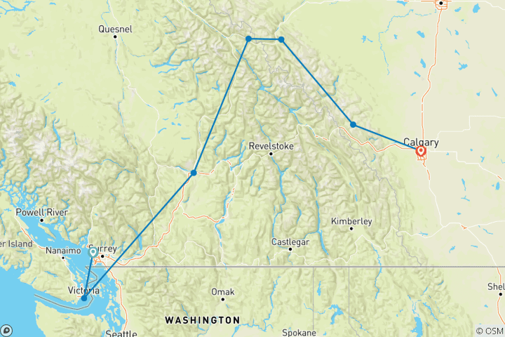 Map of Spectacular Canadian Rockies (9 Days)