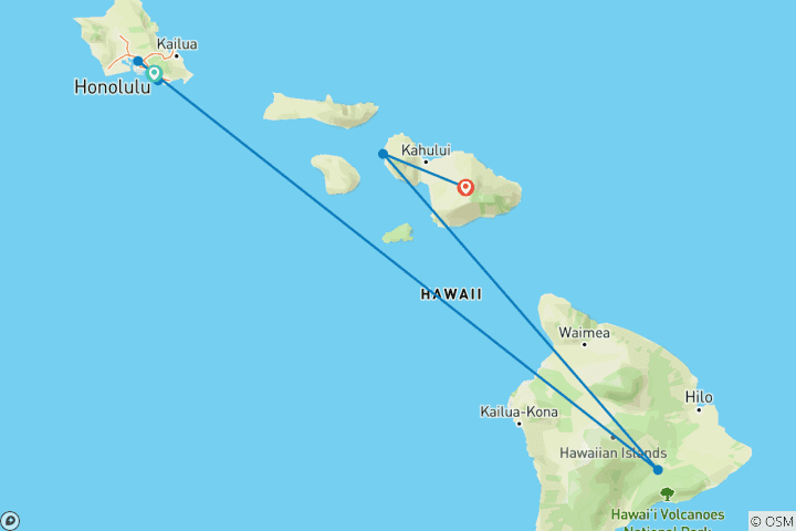 Carte du circuit Explorateur hawaïen - 8 jours