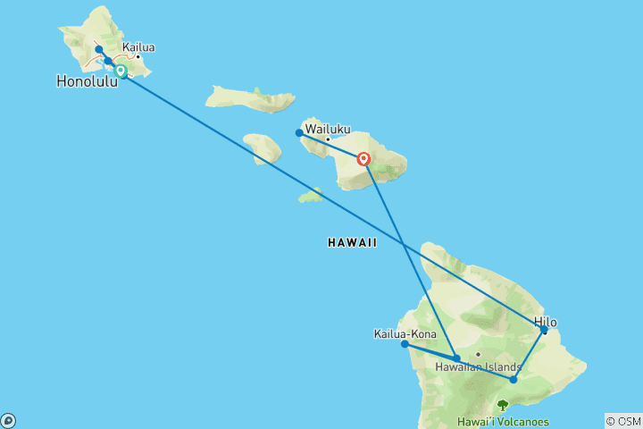 Kaart van Het beste van Hawaï (Intra Tour Air Hawaï 2 vluchten)