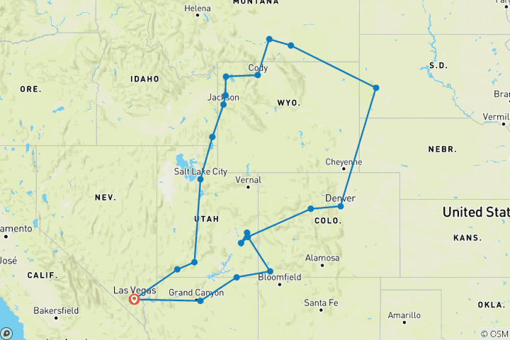 Mapa de Explorador de parques Escénicos - 15 días