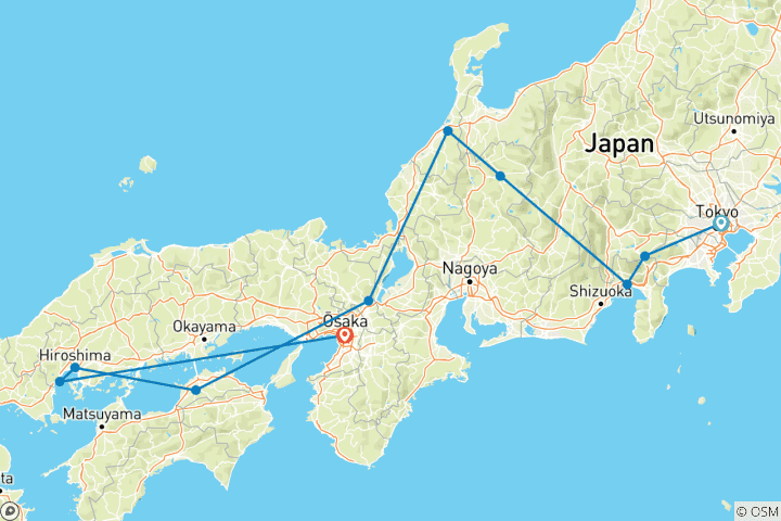 Map of Splendours of Japan (Hiroshima, 13 Days)