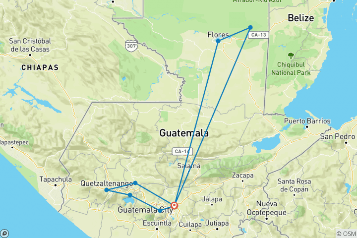 Map of Guatemala Encompassed