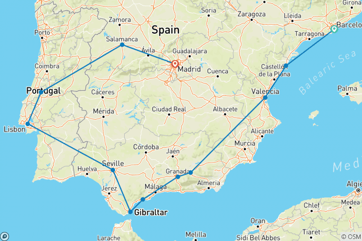 Map of Iberian Explorer (13 Days)