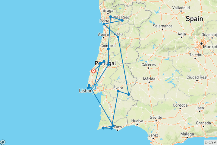 Carte du circuit Le meilleur du Portugal