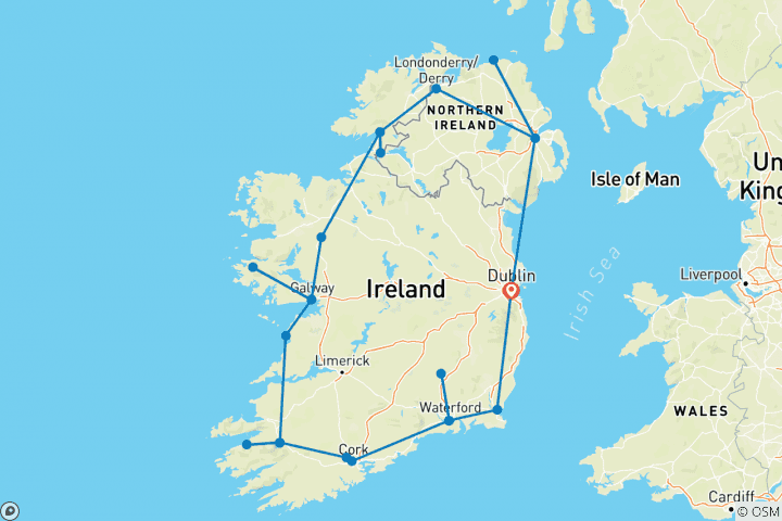 Carte du circuit Irlande étonnante - 14 jours