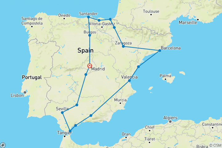 Carte du circuit Le meilleur de l'Espagne- 15 jours