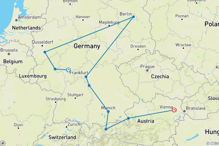 Map of Best of Germany and Austria (13 Days)