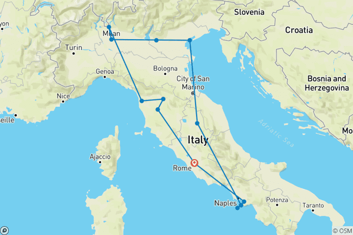 Mapa de Lo mejor de Italia en verano por 13 días