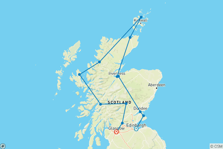 Carte du circuit La route des Highlands inspirée par Outlander - 13 jours