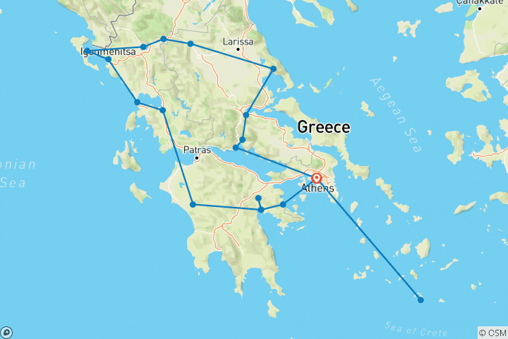 Map of Secrets of Greece including Corfu (Santorini, 14 Days)