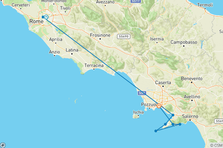 Carte du circuit De Rome à la côte amalfitaine - 7 jours/6 nuits