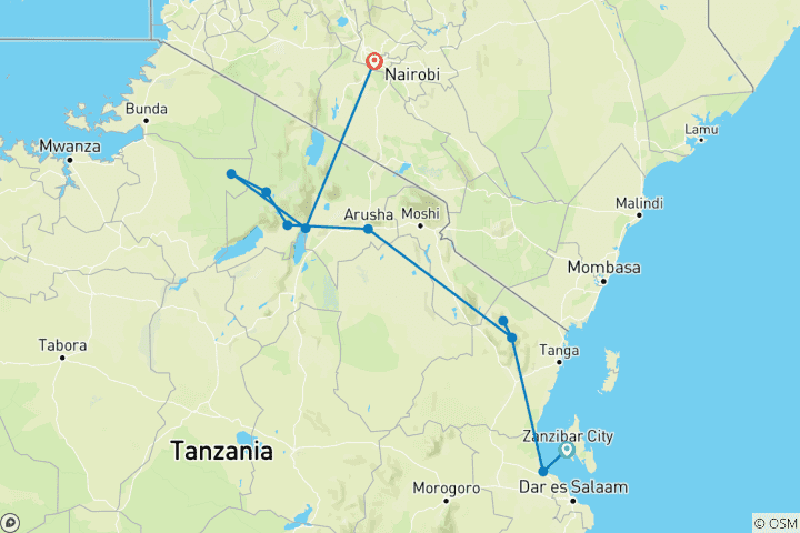 Karte von Von Sansibar nach Nairobi