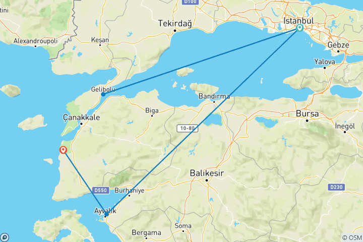 Mapa de Circuito a Gallipoli el Día de Anzac - 6 días