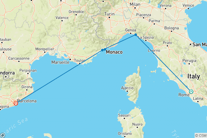 Map of Mediterranean Express: Rivieras & Railroads