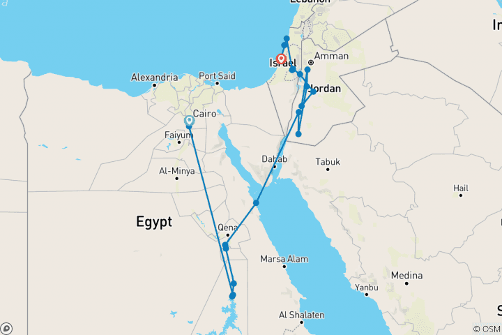 Map of Pyramids, Petra, Promised Land - 19 Days