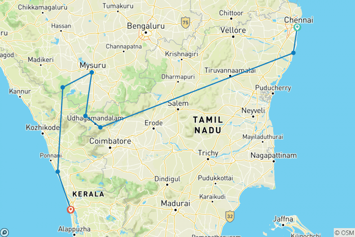 Carte du circuit Escapade dans le Grand Sud - 15 jours