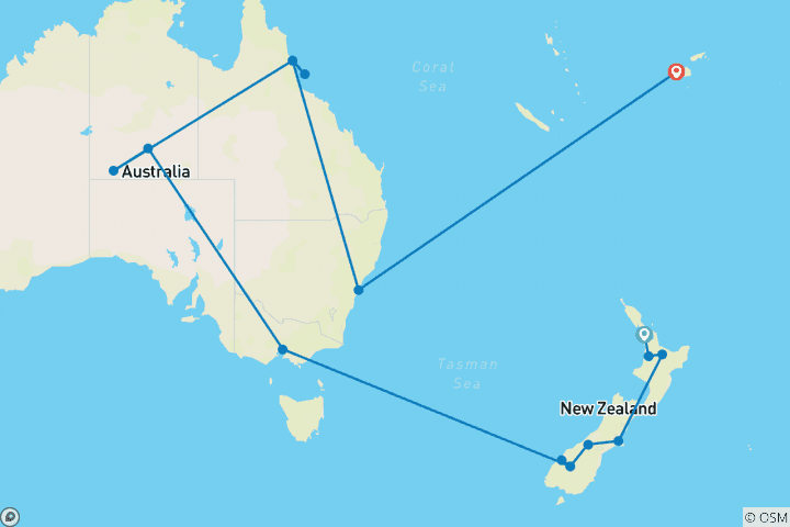 Carte du circuit Découverte de l'Océanie avec les Fidji