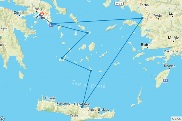 Map of Idyllic Aegean with 7-Night Cruise