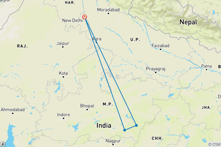 Mapa de Ruta del tigre - 9 días