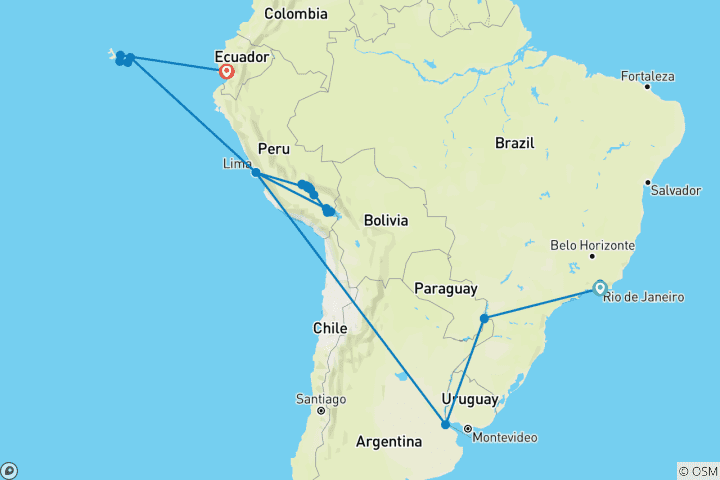 Carte du circuit Ultime croisière en Amérique du Sud avec les Galápagos