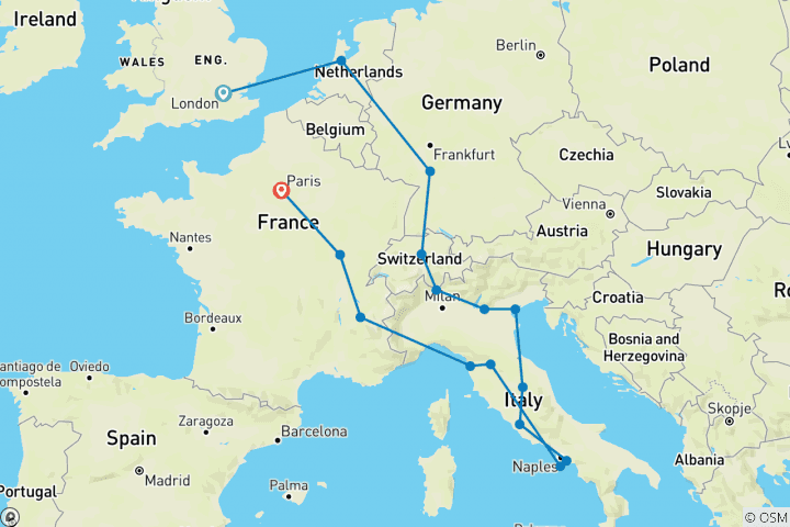 Carte du circuit Le meilleur de l'Europe