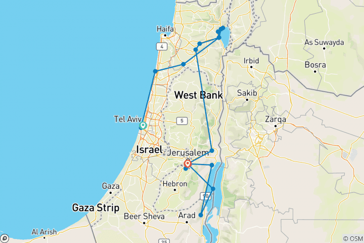 Map of Biblical Israel - Faith-Based Travel - Protestant Itinerary