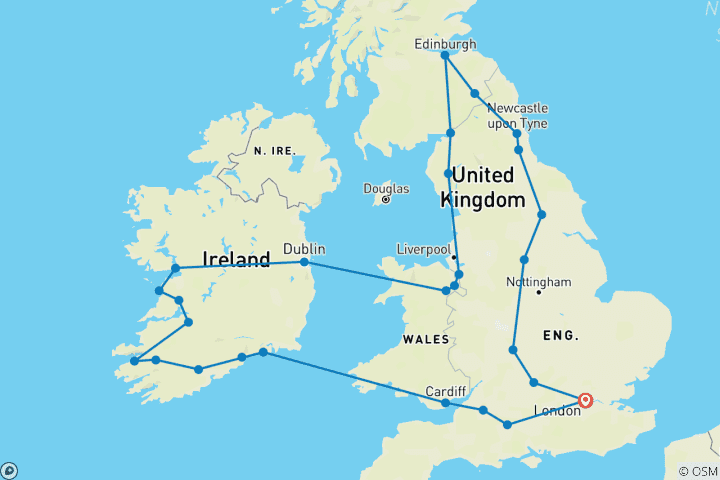 Carte du circuit Le meilleur de la Grande - Bretagne et de l'Irlande